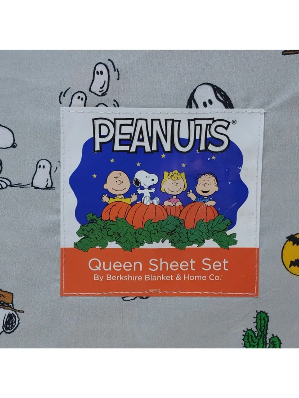 Peanuts Snoopy Fall Western Halloween Queen Sheet Set By Berkshire Light Gray
